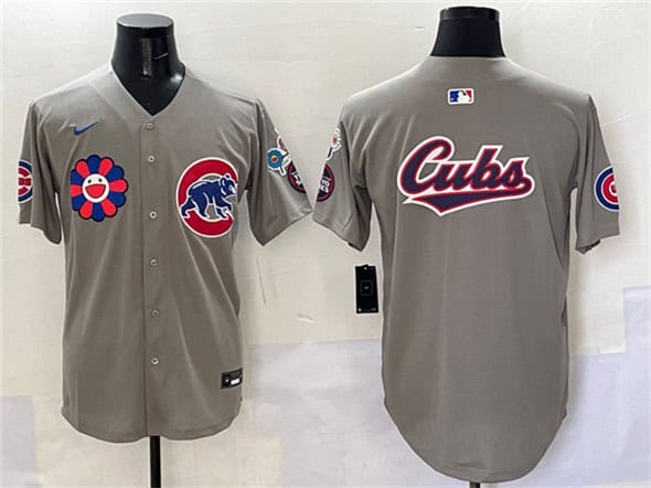 Chicago Cubs Team Big Logo Gray 2025 Tokyo Series Limited Stitched Jersey