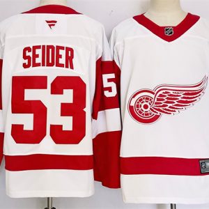 Detroit Red Wings #53 Moritz Seider White 2024-25 Stitched Jersey