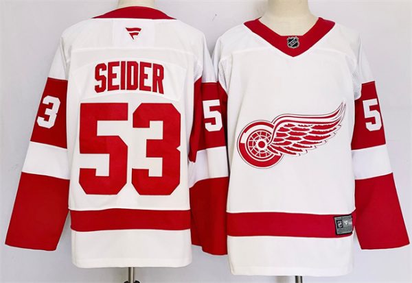 Detroit Red Wings #53 Moritz Seider White 2024-25 Stitched Jersey