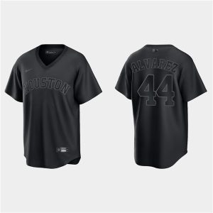 Houston Astros #44 Yordan Alvarez Black Pitch Black Fashion Replica Stitched Jersey