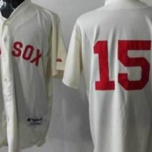 Red Sox #15 Dustin Pedroia Cream Cool Base Stitched Jersey