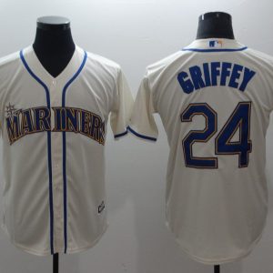 Seattle Mariners #24 Ken Griffey Jr.Cream Alternate Cool Base Stitched Jersey