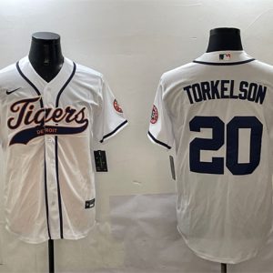 Detroit Tigers #20 Spencer Torkelson White With Patch Cool Base Stitched Jersey