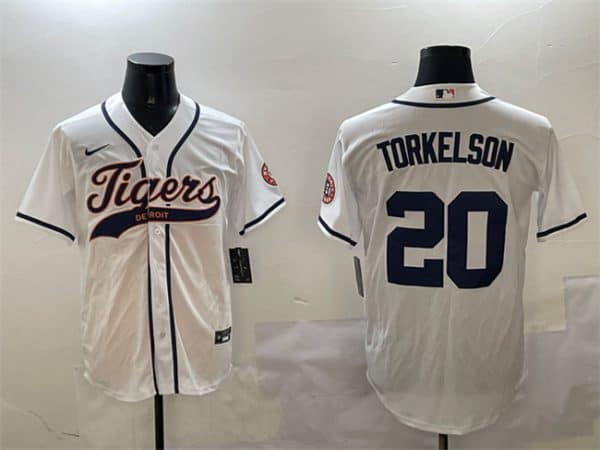Detroit Tigers #20 Spencer Torkelson White With Patch Cool Base Stitched Jersey