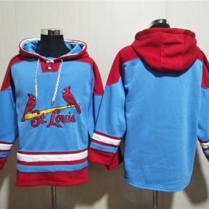St.Louis Cardinals Blank Blue Ageless Must-Have Lace-Up Pullover Hoodie