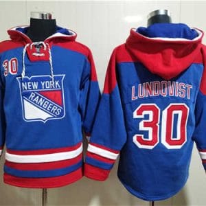New York Rangers #30 Henrik Lundqvist Blue Ageless Must-Have Lace-Up Pullover Hoodie