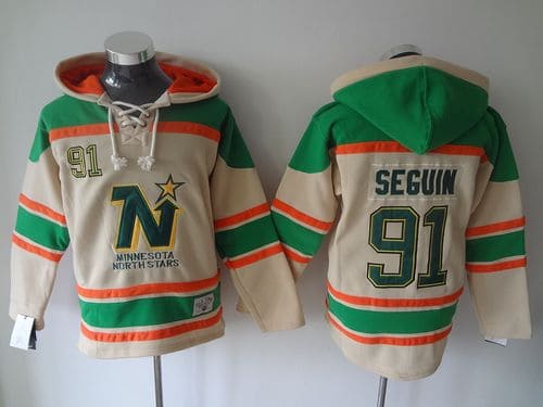 Stars #91 Tyler Seguin Cream Sawyer Hooded Sweatshirt Stitched Jersey