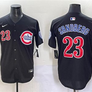 Chicago Cubs #23 Ryne Sandberg Black Limited Stitched Jersey