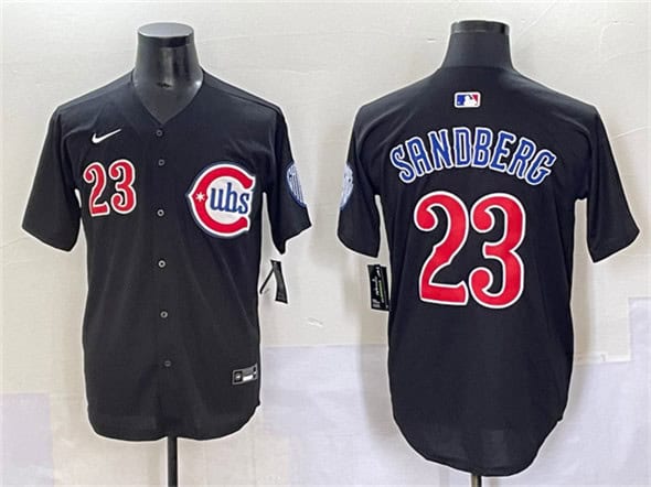 Chicago Cubs #23 Ryne Sandberg Black Limited Stitched Jersey