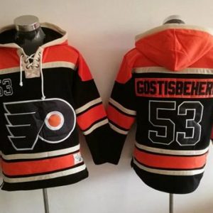 Flyers #53 Shayne Gostisbehere Black Sawyer Hooded Sweatshirt Stitched Jersey