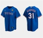 Texas Rangers #31 Max Scherzer Royal 2023 World Series Stitched Jersey
