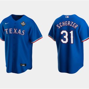 Texas Rangers #31 Max Scherzer Royal 2023 World Series Stitched Jersey