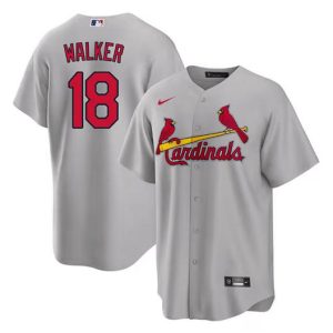 St. Louis Cardinals #18 Jordan Walker Grey Cool Base Stitched Jersey