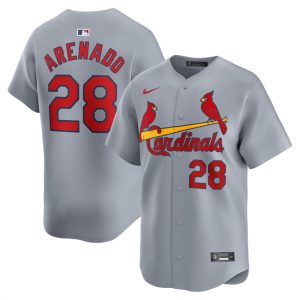 St. Louis Cardinals #28 Nolan Arenado Gray 2024 Away Limited Stitched Jersey