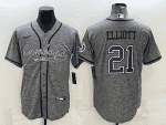 Dallas Cowboys #21 Ezekiel Elliott Grey With Patch Cool Base Stitched Baseball Jersey