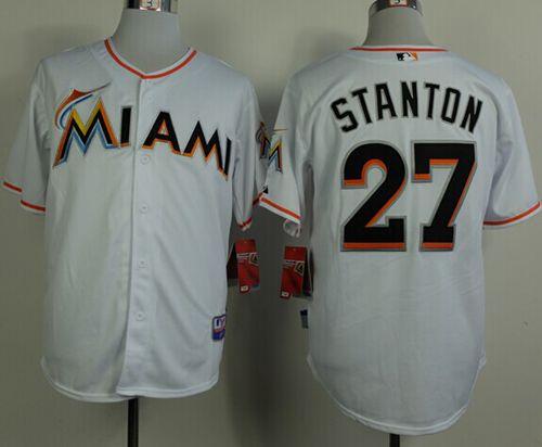 Marlins #27 Giancarlo Stanton White 2012 Home Stitched Jersey