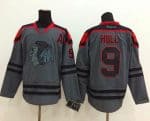 Blackhawks #9 Bobby Hull Charcoal Cross Check Fashion Stitched Jersey