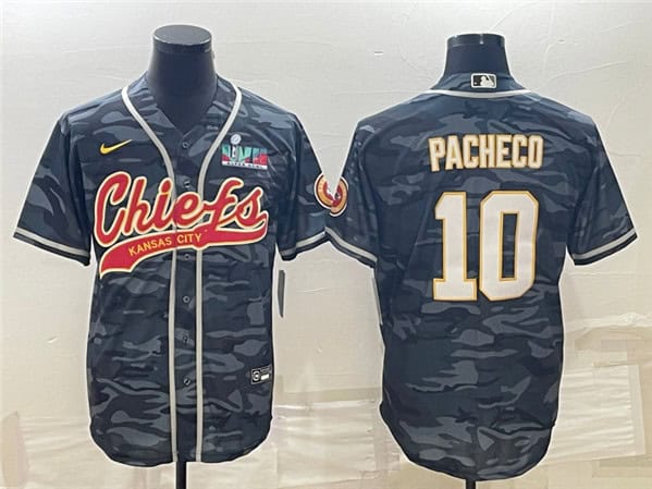 Kansas City Chiefs #10 Isiah Pacheco Gray Camo With Super Bowl LVII Patch Cool Base Stitched Jersey