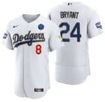 Los Angeles Dodgers Front #8 Back #24 Kobe Bryant With KB Patch White Gold Championship Sttiched Jersey