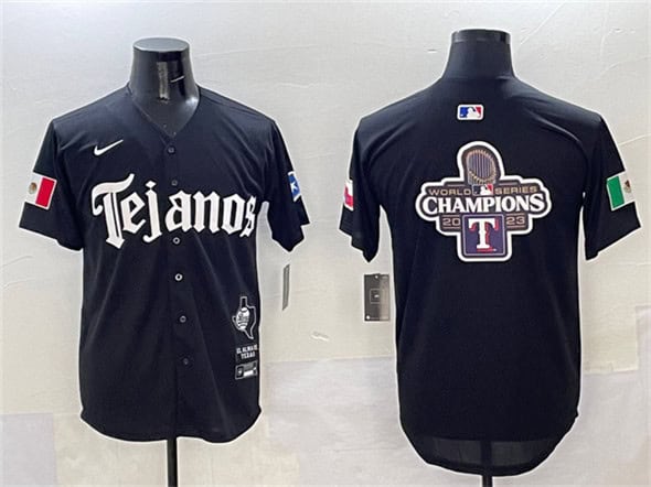 Texas Rangers Team Big Logo Black Mexico 2025 Vapor Premier Limited Stitched Jerseys