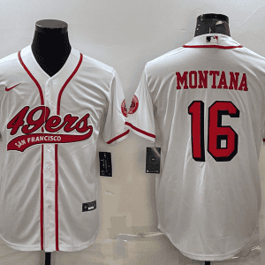 San Francisco 49ers #16 Joe Montana New White With Patch Cool Base Stitched Baseball Jersey