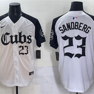 Chicago Cubs #23 Ryne Sandberg White Black 'Gothic North Side Edition' Vapor Premier Limited Stitched Jersey