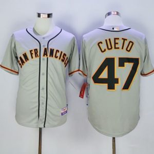 Giants #47 Johnny Cueto Grey Cool Base Road Stitched Jersey