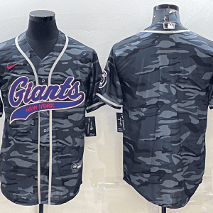 New York Giants Blank Grey Camo With Patch Cool Base Stitched Baseball Jersey
