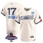 Los Angeles Dodgers #17 Shohei Ohtani Cream 2024 World Series Champions City Connect Limited Stitched Jersey