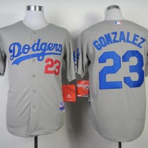 Dodgers #23 Adrian Gonzalez Grey Cool Base Stitched Jersey