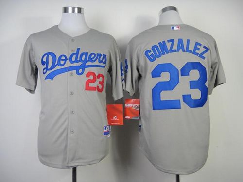 Dodgers #23 Adrian Gonzalez Grey Cool Base Stitched Jersey