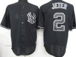 Yankees #2 Derek Jeter Black Fashion Stitched Jersey