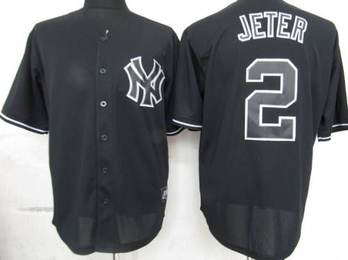 Yankees #2 Derek Jeter Black Fashion Stitched Jersey