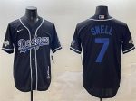 Los Angeles Dodgers #7 Blake Snell Black 2024 World Series Champions Cool Base Stitched Jersey