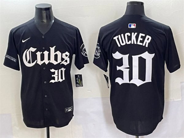 Chicago Cubs #30 Kyle Tucker Black 'Gothic North Side Edition' Vapor Premier Limited Stitched Jersey