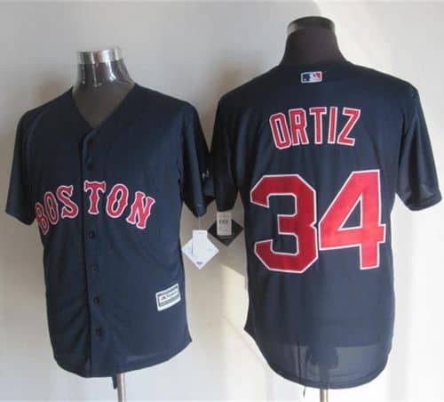 Red Sox #34 David Ortiz Navy Blue New Cool Base Stitched Jersey