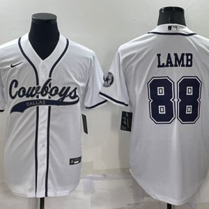 Dallas Cowboys #88 CeeDee Lamb White Cool Base Stitched Baseball Jersey