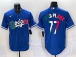 Los Angeles Dodgers #77 Peso Pluma Blue Mexico Stitched Jersey