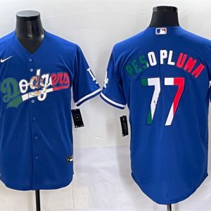 Los Angeles Dodgers #77 Peso Pluma Blue Mexico Stitched Jersey