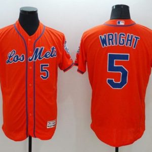 Mets #5 David Wright Orange Flexbase Authentic Collection Los Mets Stitched Jersey
