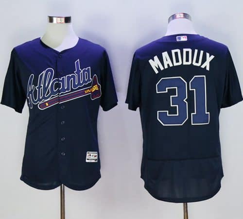 Braves #31 Greg Maddux Navy Blue Flexbase Authentic Collection Stitched Jersey