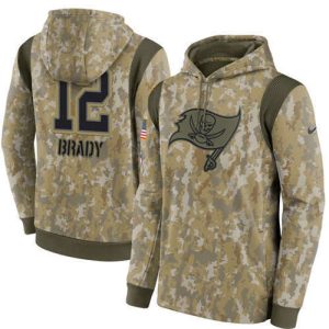 Tampa Bay Buccaneers #12 Tom Brady Camo 2021 Salute To Service Therma Performance Pullover Hoodie