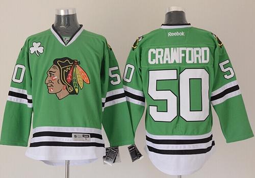 Blackhawks #50 Corey Crawford Green Stitched Jersey