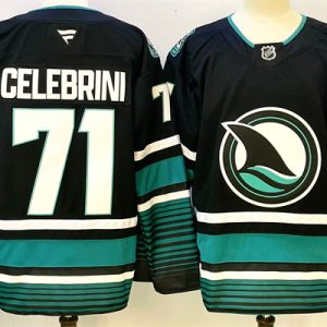 San Jose Sharks #71 Macklin Celebrini Black 2024-25 Alternate Stitched Jersey