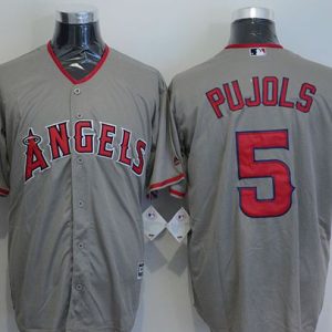 Angels Of Anaheim #5 Albert Pujols Grey New Cool Base Stitched Jersey