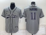 Dallas Cowboys #11 Micah Parsons Grey Cool Base Stitched Baseball Jersey