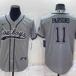 Dallas Cowboys #11 Micah Parsons Grey Cool Base Stitched Baseball Jersey