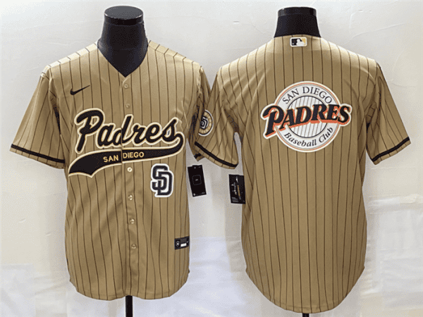 San Diego Padres TanTeam Big Logo In Back Cool Base With Patch Stitched Jersey