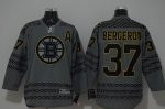 Bruins #37 Patrice Bergeron Charcoal Cross Check Fashion Stitched Jersey
