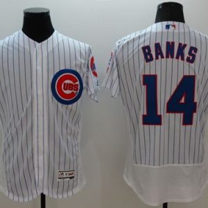 Cubs #14 Ernie Banks White Flexbase Authentic Collection Stitched Jersey